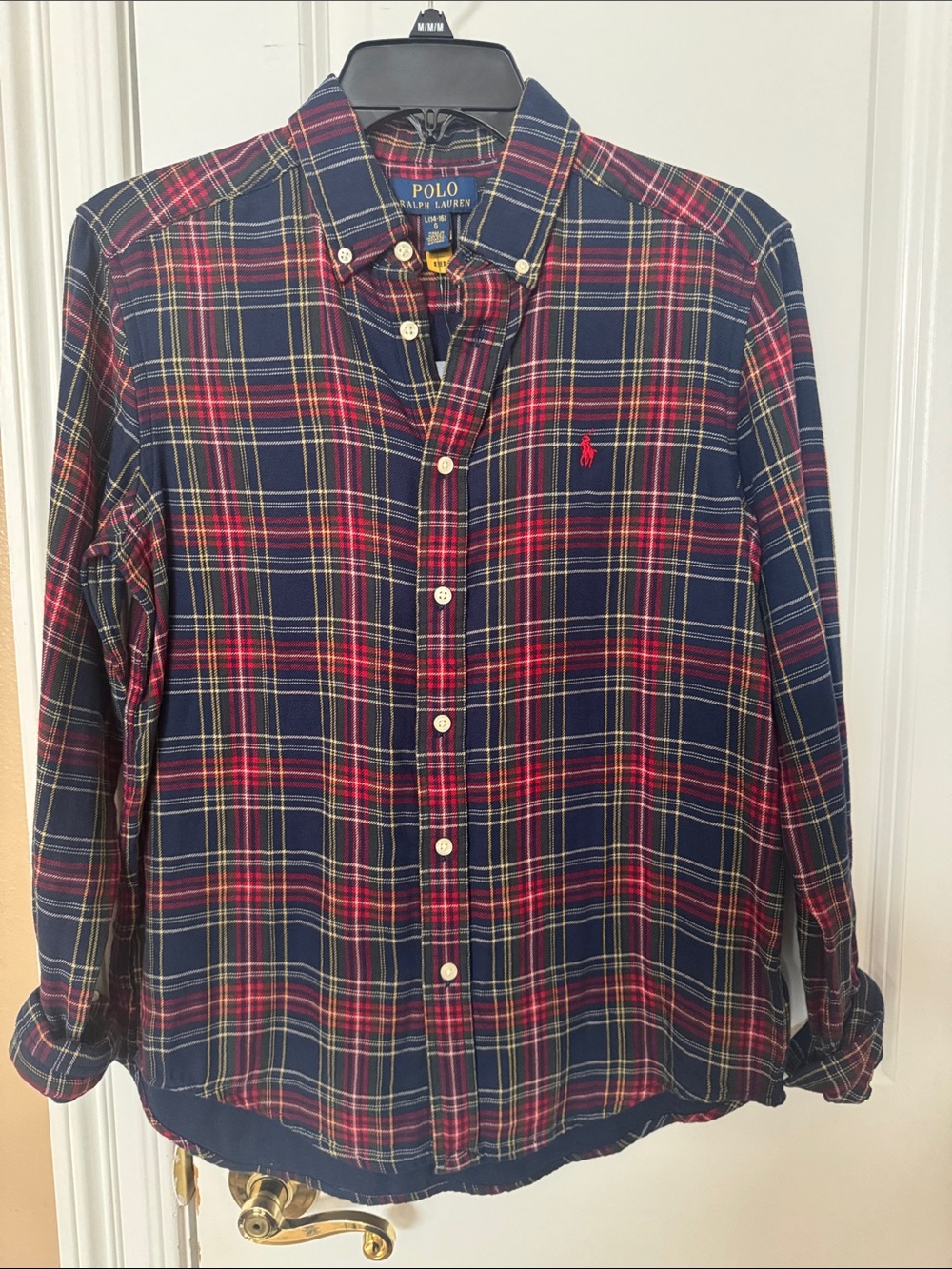 Polo by Ralph Lauren boys Navey & Red Plaid Button-Down Shirt size 14/16